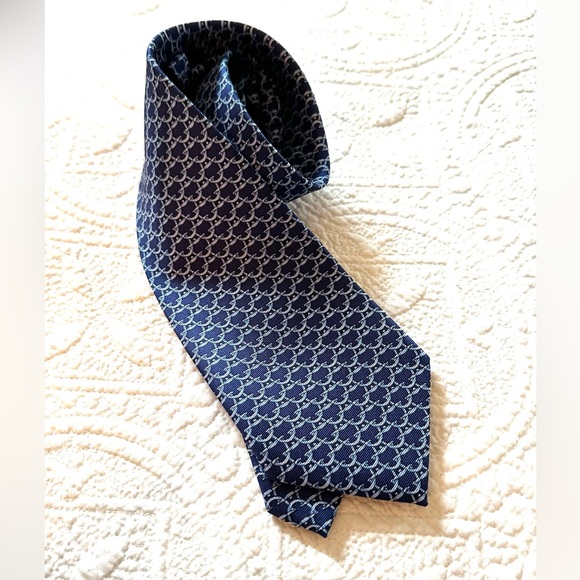 J. McLaughlin Men’s Blue Silk Tie Equestrian Preppy - Picture 2 of 9